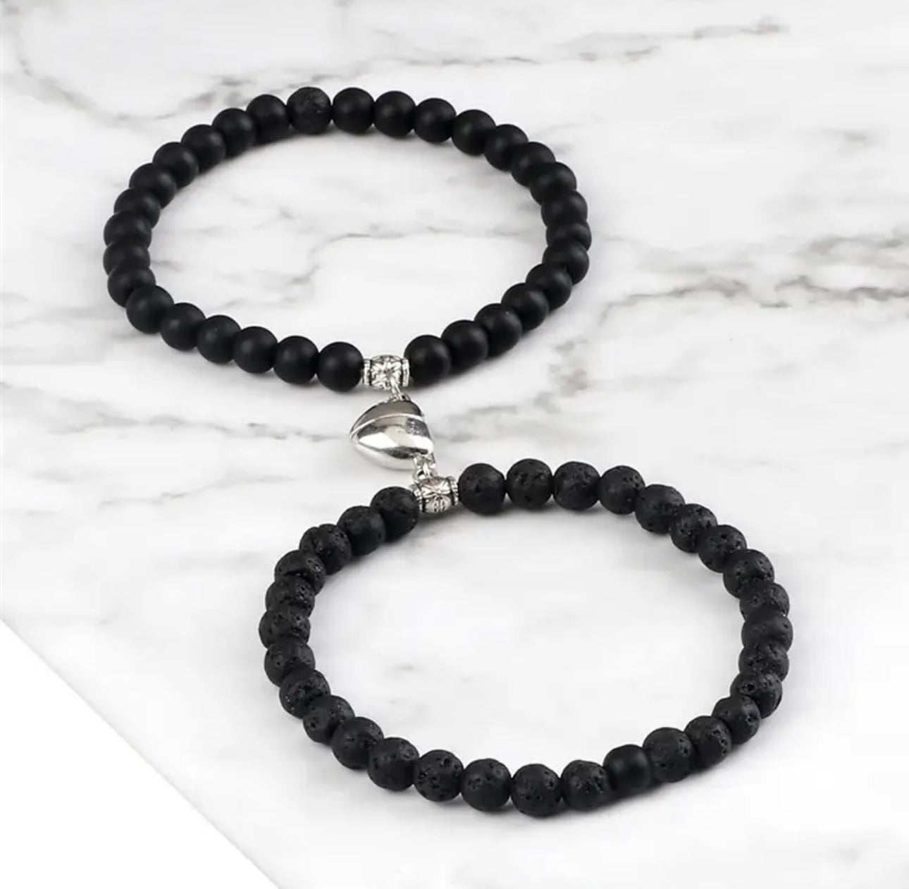 2 Piece Magnetic Couples Bracelets Set Heart Charm