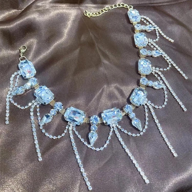 Crystal Tassel Choker Necklace