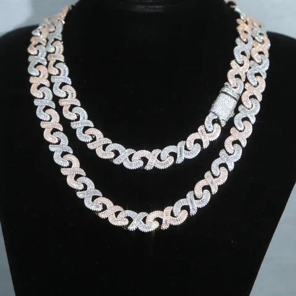 Iced Out Hip Hop Baguette Infinity Link Cuban Chain