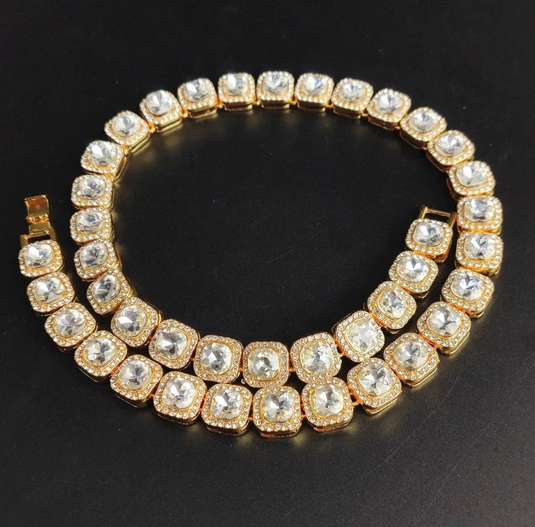 Cluster Tennis Chain 12.5mm AAA Rhinestones