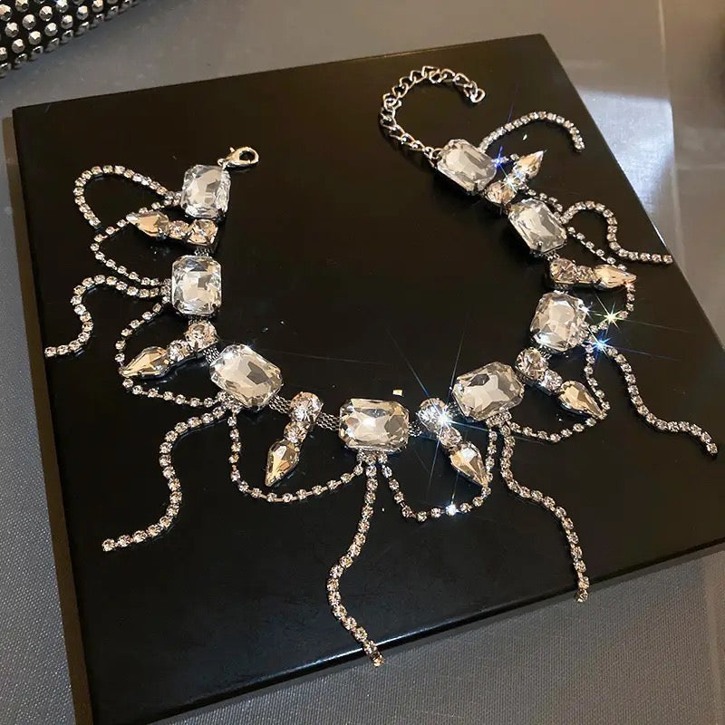 Crystal Tassel Choker Necklace