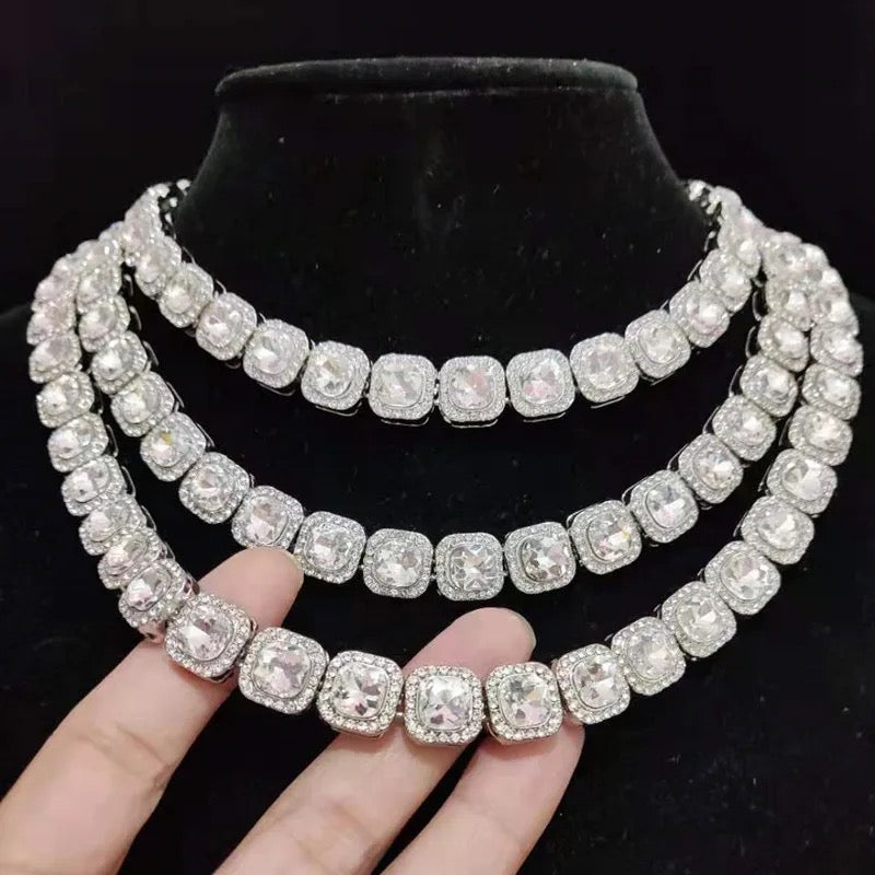 Cluster Tennis Chain 12.5mm AAA Rhinestones