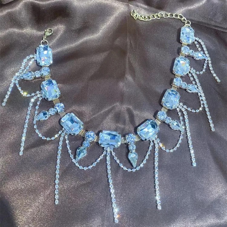 Crystal Tassel Choker Necklace