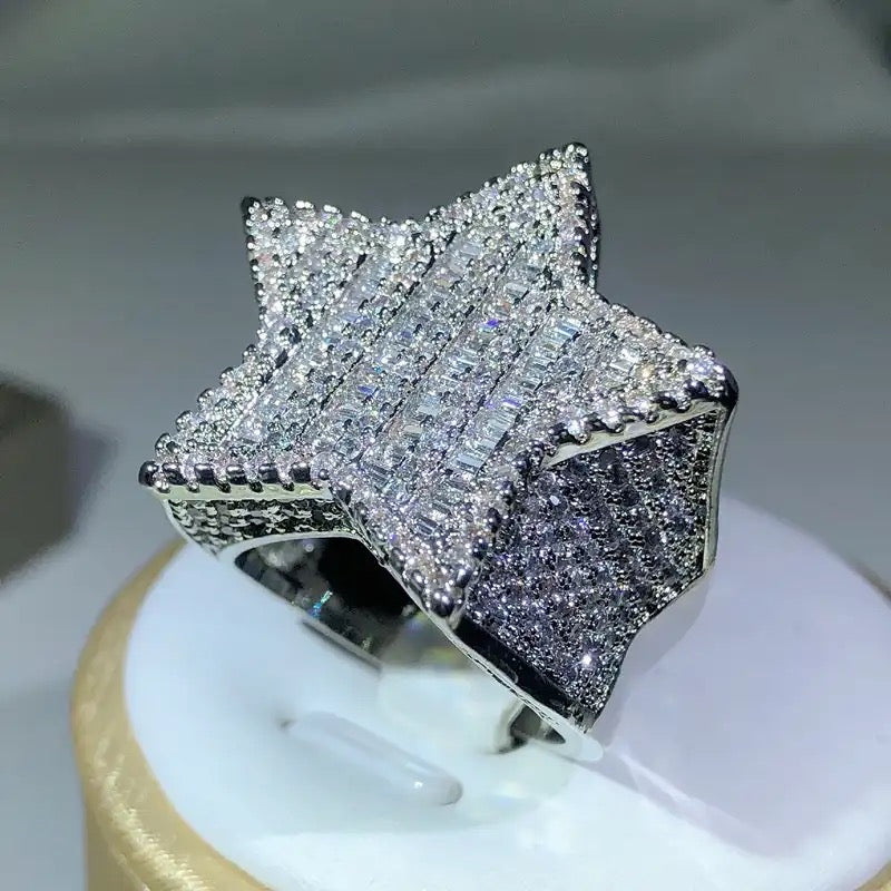 Big Luxury Diamond Star Ring