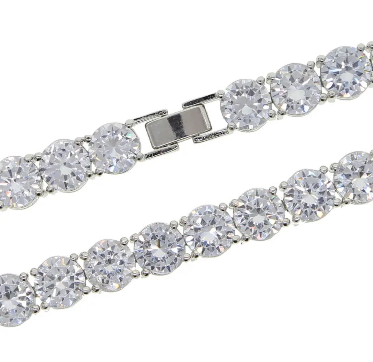 Big 8mm Tennis Chain Bracelet Platinum Plated Sparking 5A Cubic Zirconia