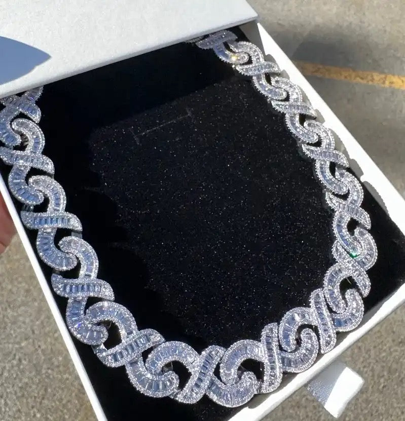 Iced Out Hip Hop Baguette Infinity Link Cuban Chain