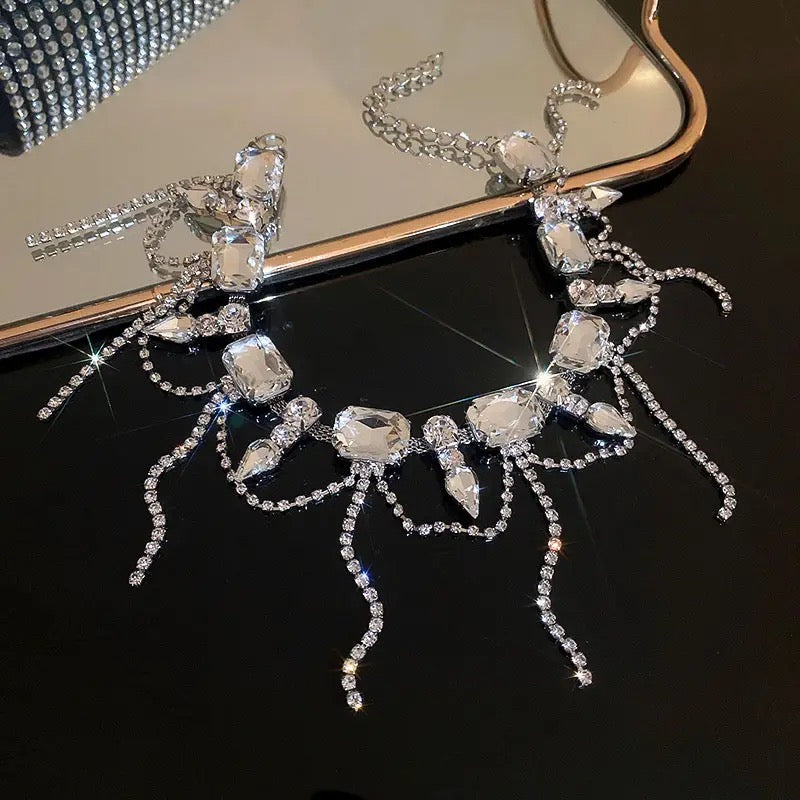 Crystal Tassel Choker Necklace