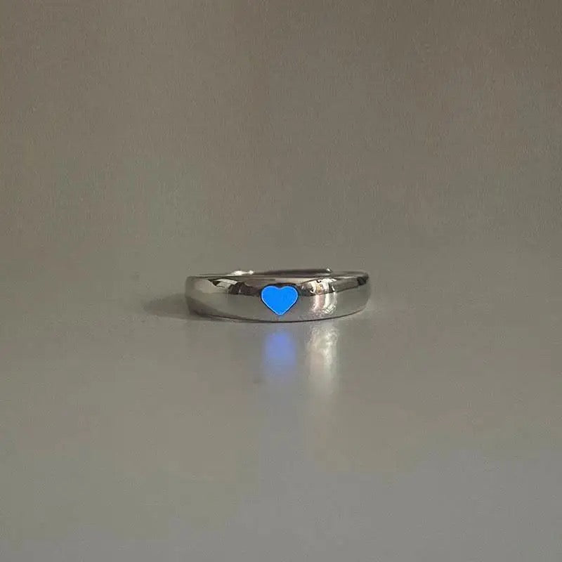 Glow In The Dark Couples Heart Rings