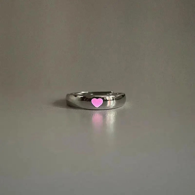 Glow In The Dark Couples Heart Rings