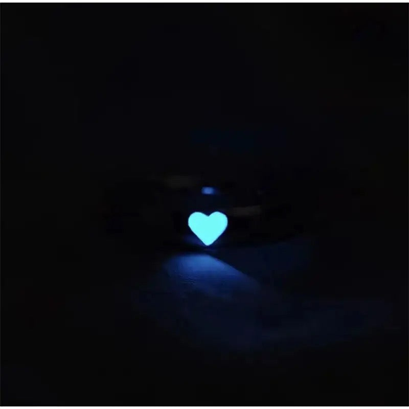 Glow In The Dark Couples Heart Rings