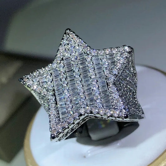 Big Luxury Diamond Star Ring